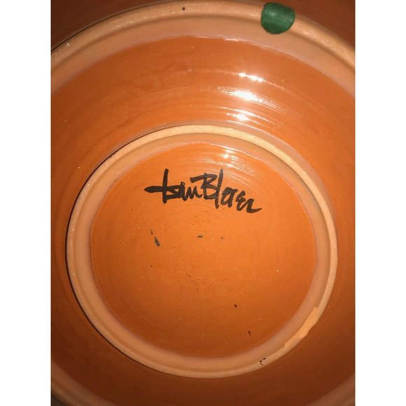 Signed Clay ART PLATTER Abstract Design Geometric 17"Glazed Modern - Picture 5 of 9